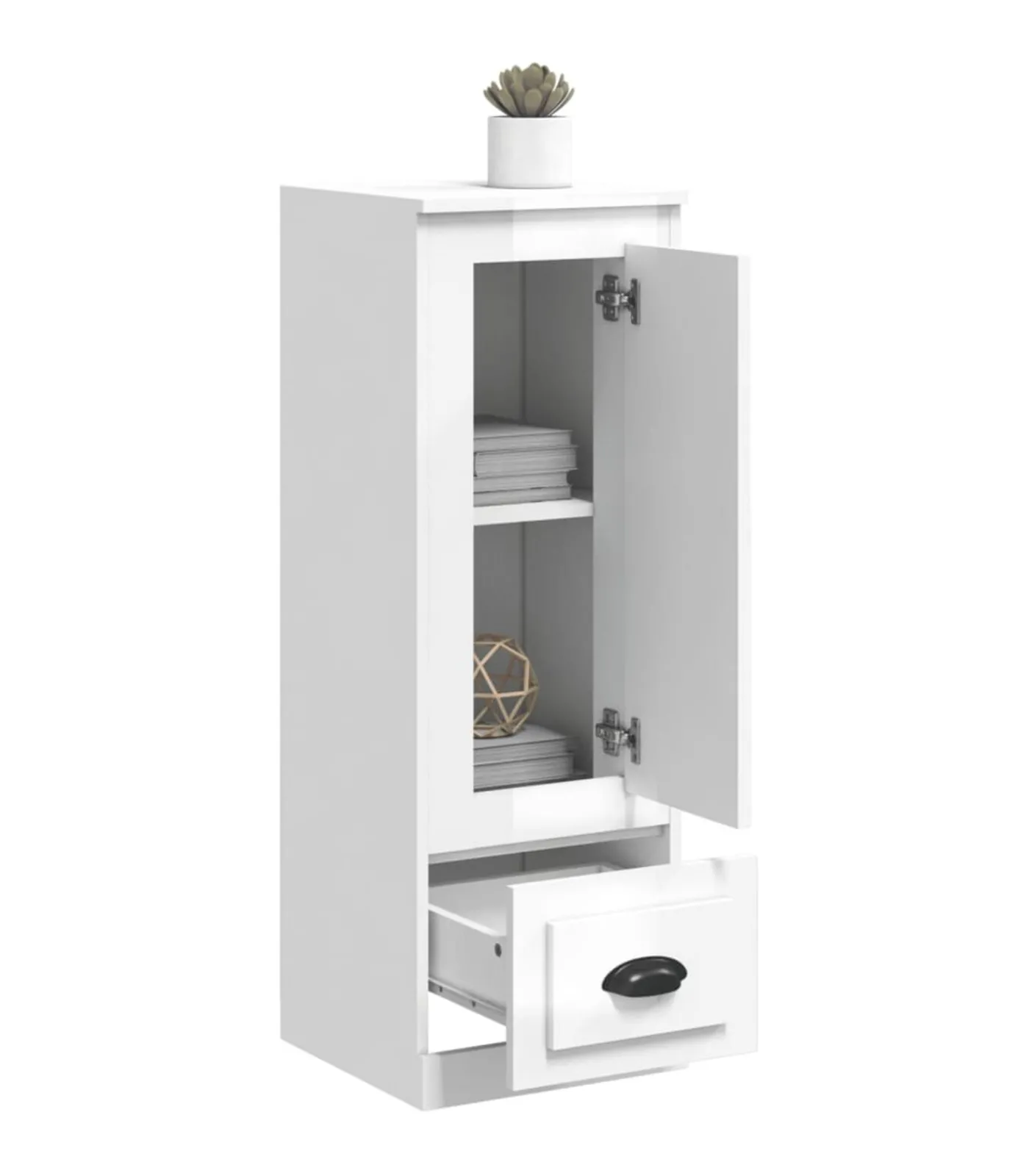 vidaXL Hoge kast 36x35,5x103,5 cm bewerkt hout hoogglans wit