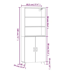Hot Hoge kast 69,5x34x180 cm bewerkt hout grijs sonoma eikenkleurig Meubels