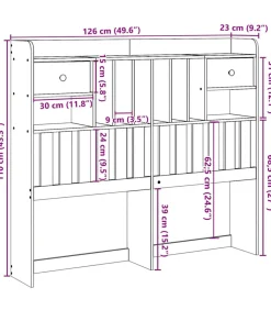 New Hoofdbord met opbergruimte 120 cm massief grenenhout wasbruin Bedden