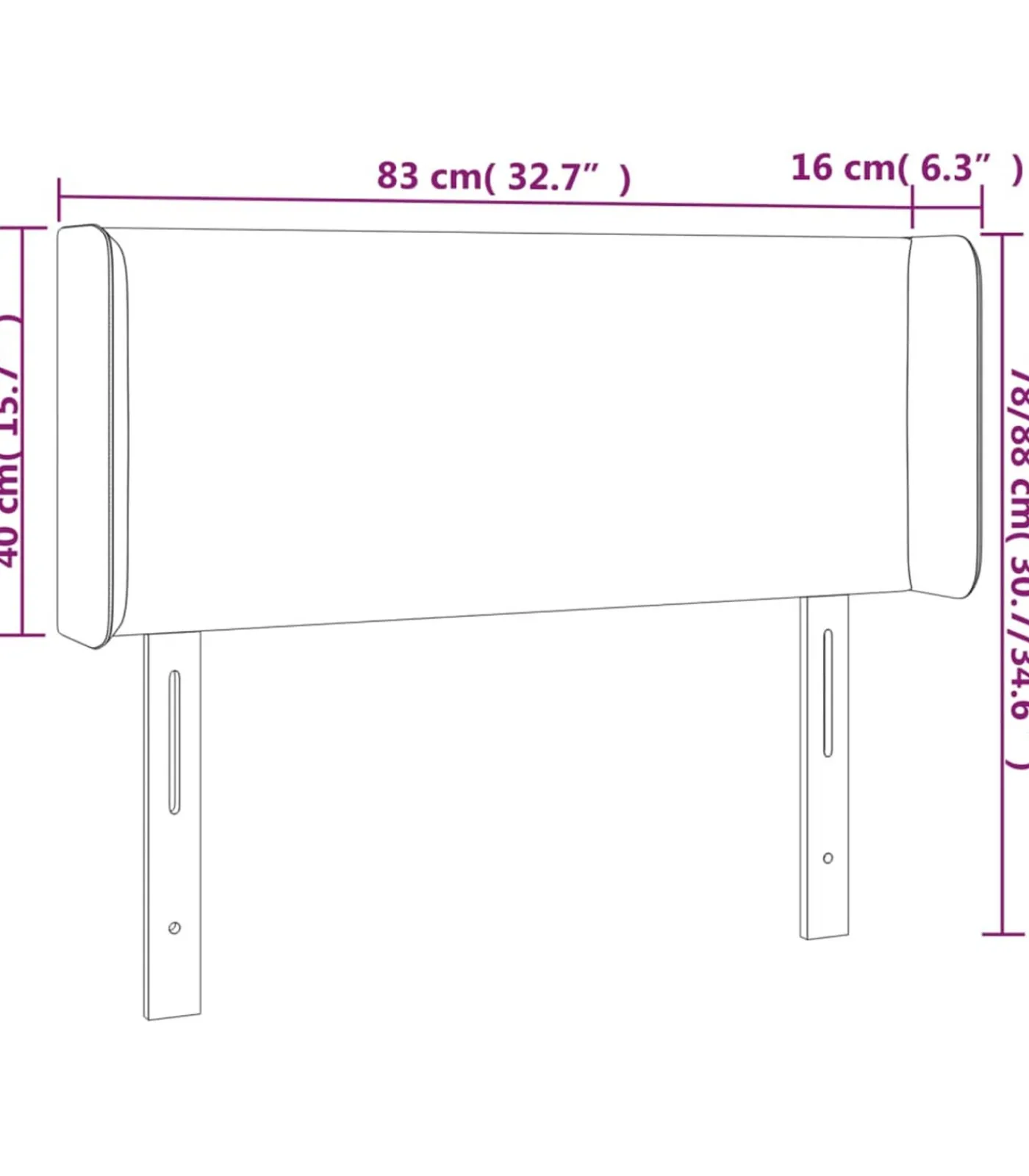 Hoofdbord met randen 83x16x78/88 cm kunstleer wit Bedden
