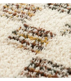 Hot Hoogpolig vloerkleed met bruin vierkant patroon 120 x 170 cm Tapijten