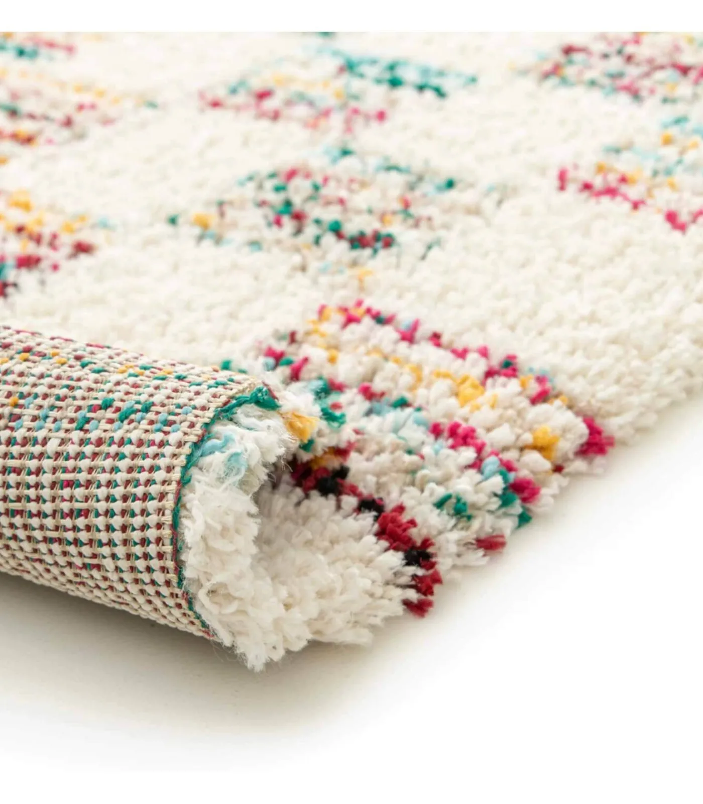 Hot Hoogpolig vloerkleed met veelkleurig vierkant patroon 120 x 170 cm Tapijten