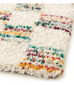 Hot Hoogpolig vloerkleed met veelkleurig vierkant patroon 120 x 170 cm Tapijten