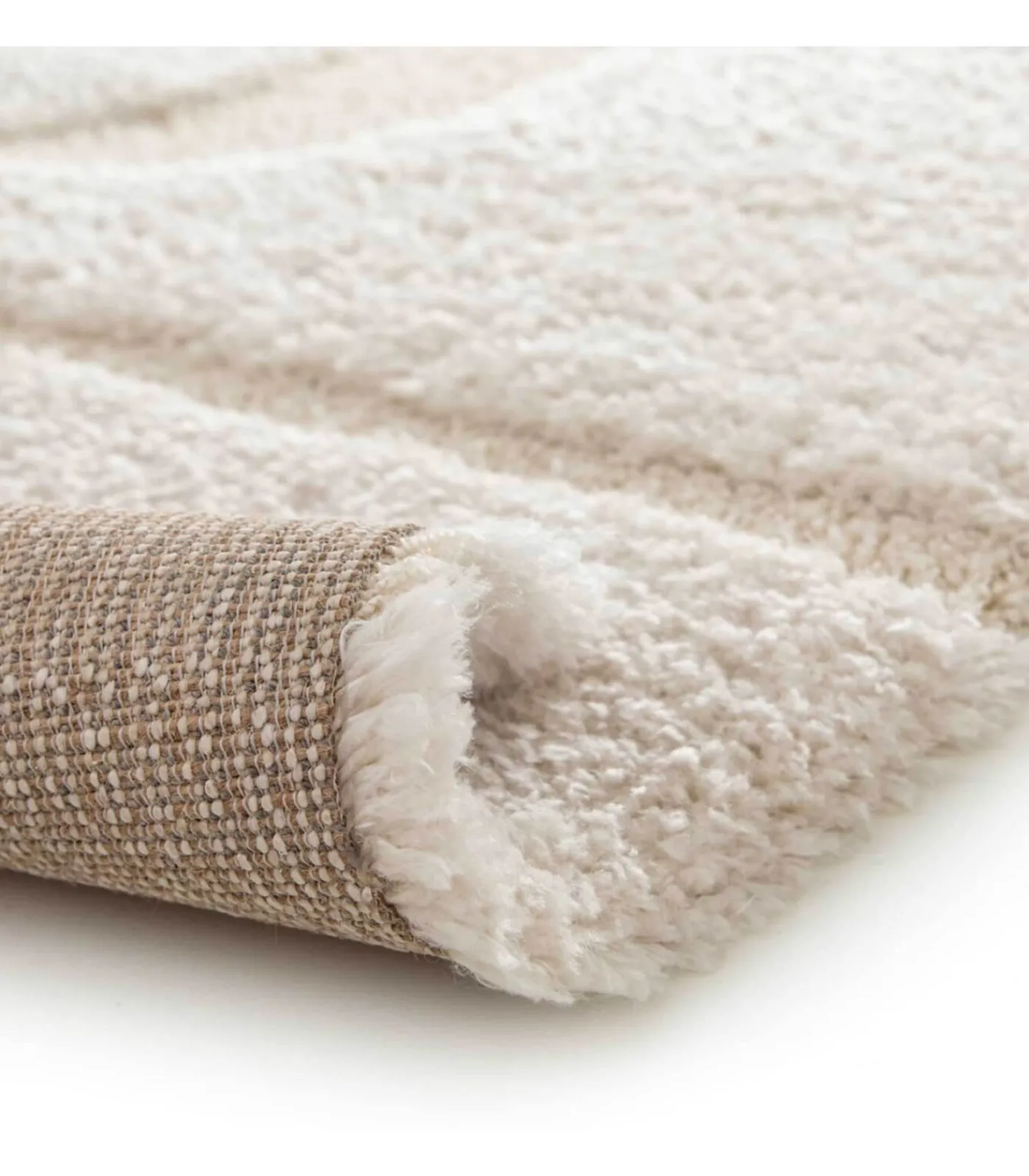 Best Hoogpolig vloerkleed met ecru geometrisch patroon 160 x 230 cm Tapijten