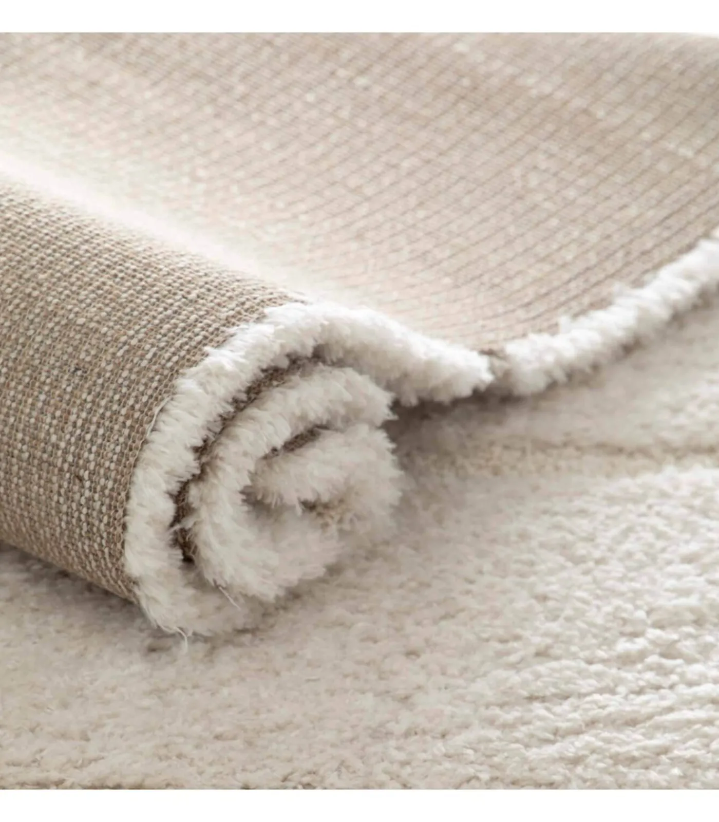 Best Hoogpolig vloerkleed met ecru geometrisch patroon 160 x 230 cm Tapijten