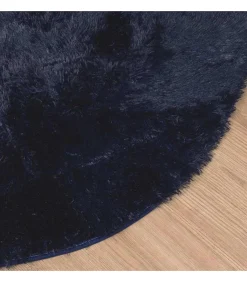 vidaXL Hoogpolig vloerkleed NAVARRA 120x120 cm polyester marineblauw