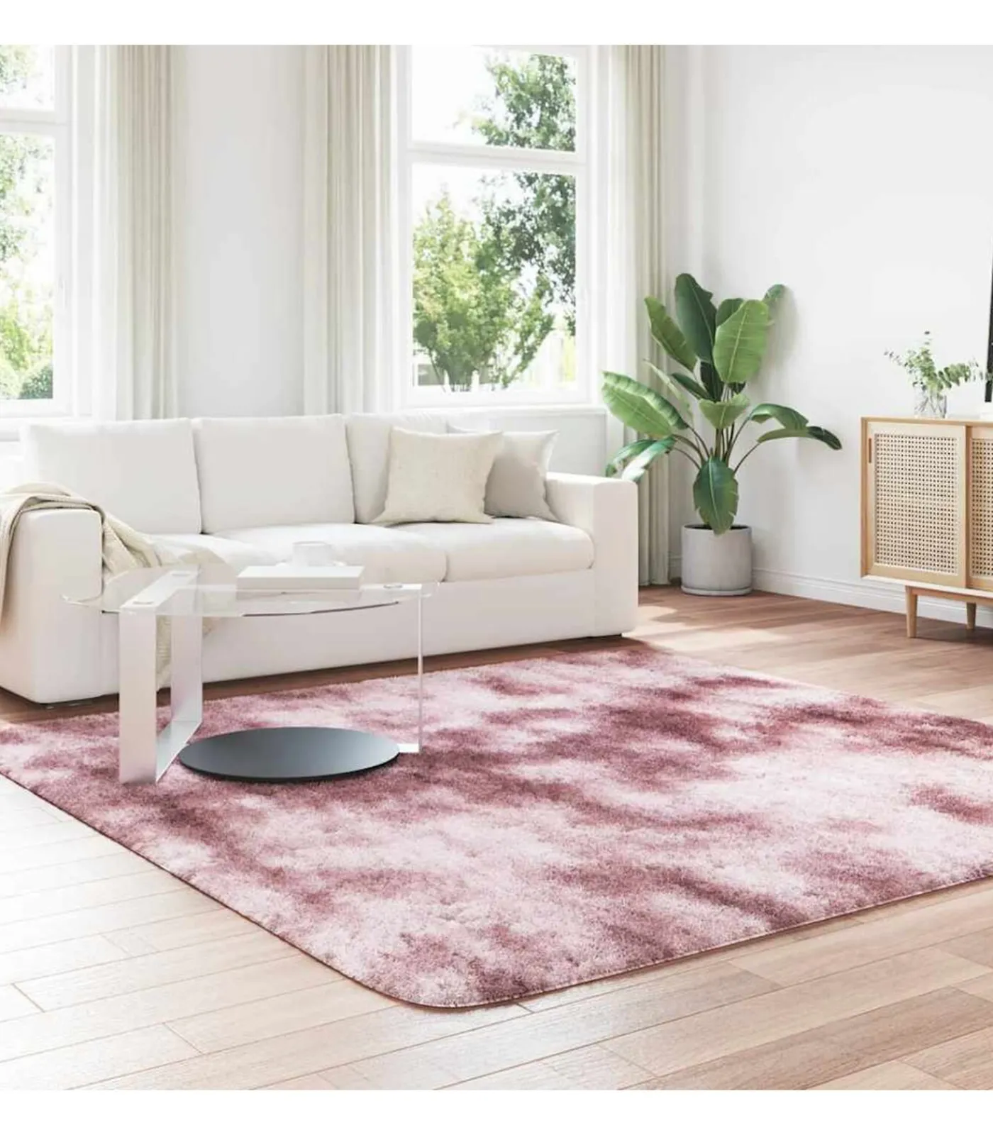 vidaXL Hoogpolig vloerkleed NAVARRA 240x240 cm polyester stoffig roze