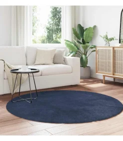 vidaXL Hoogpolig vloerkleed NAVARRA 160x160 cm polyester marineblauw