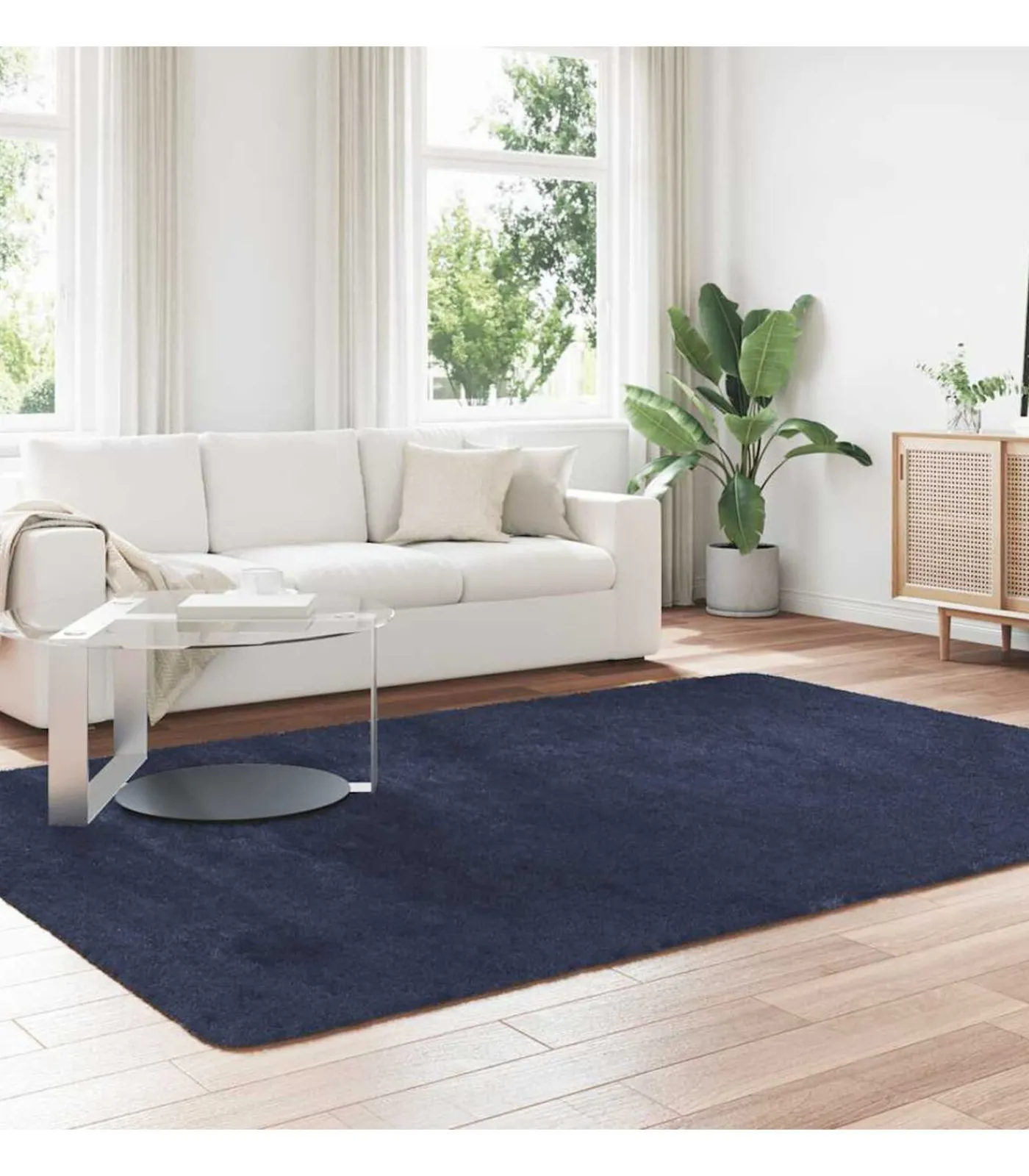 Hoogpolig vloerkleed NAVARRA 200x290 cm polyester marineblauw Tapijten