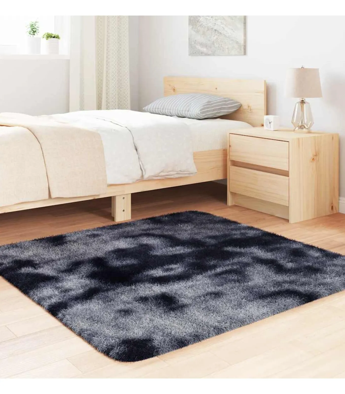 vidaXL Hoogpolig vloerkleed NAVARRA 120x120 cm polyester donkergrijs