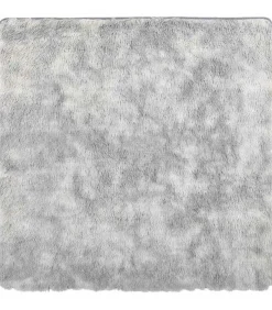 Sale Hoogpolig vloerkleed NAVARRA 200x200 cm polyester zilvergrijs Tapijten