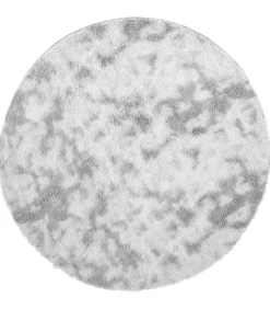 Clearance Hoogpolig vloerkleed NAVARRA 100x100 cm polyester zilvergrijs Tapijten