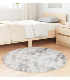 Clearance Hoogpolig vloerkleed NAVARRA 100x100 cm polyester zilvergrijs Tapijten