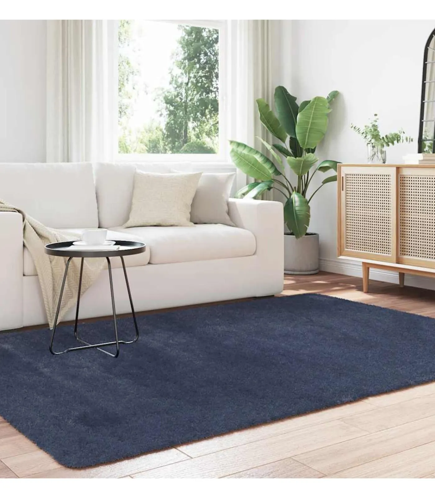 vidaXL Hoogpolig vloerkleed NAVARRA 160x230 cm polyester marineblauw