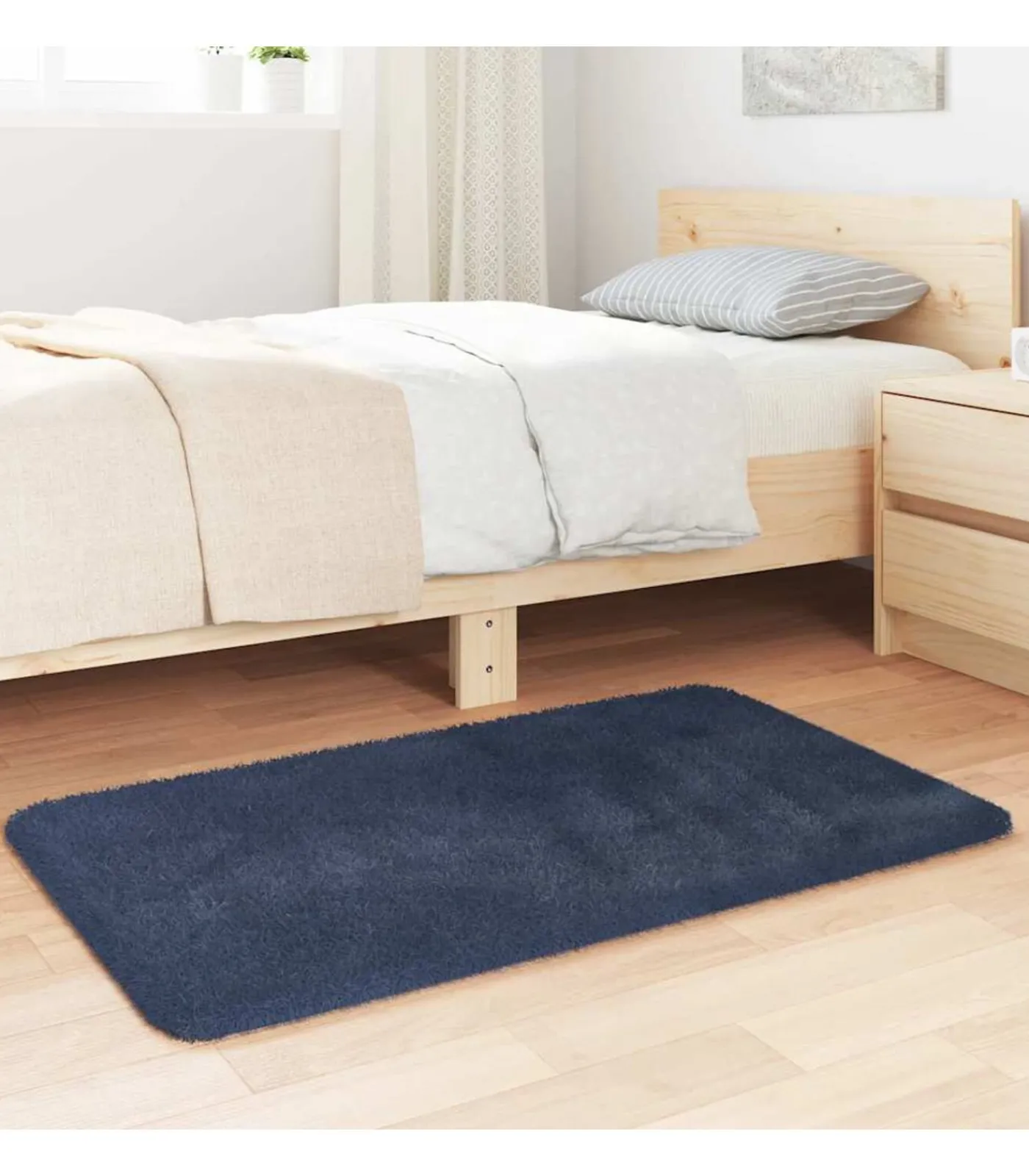 New Hoogpolig vloerkleed NAVARRA 60x100 cm polyester marineblauw Tapijten