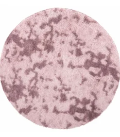 Online Hoogpolig vloerkleed NAVARRA 200x200 cm polyester stoffig roze Tapijten