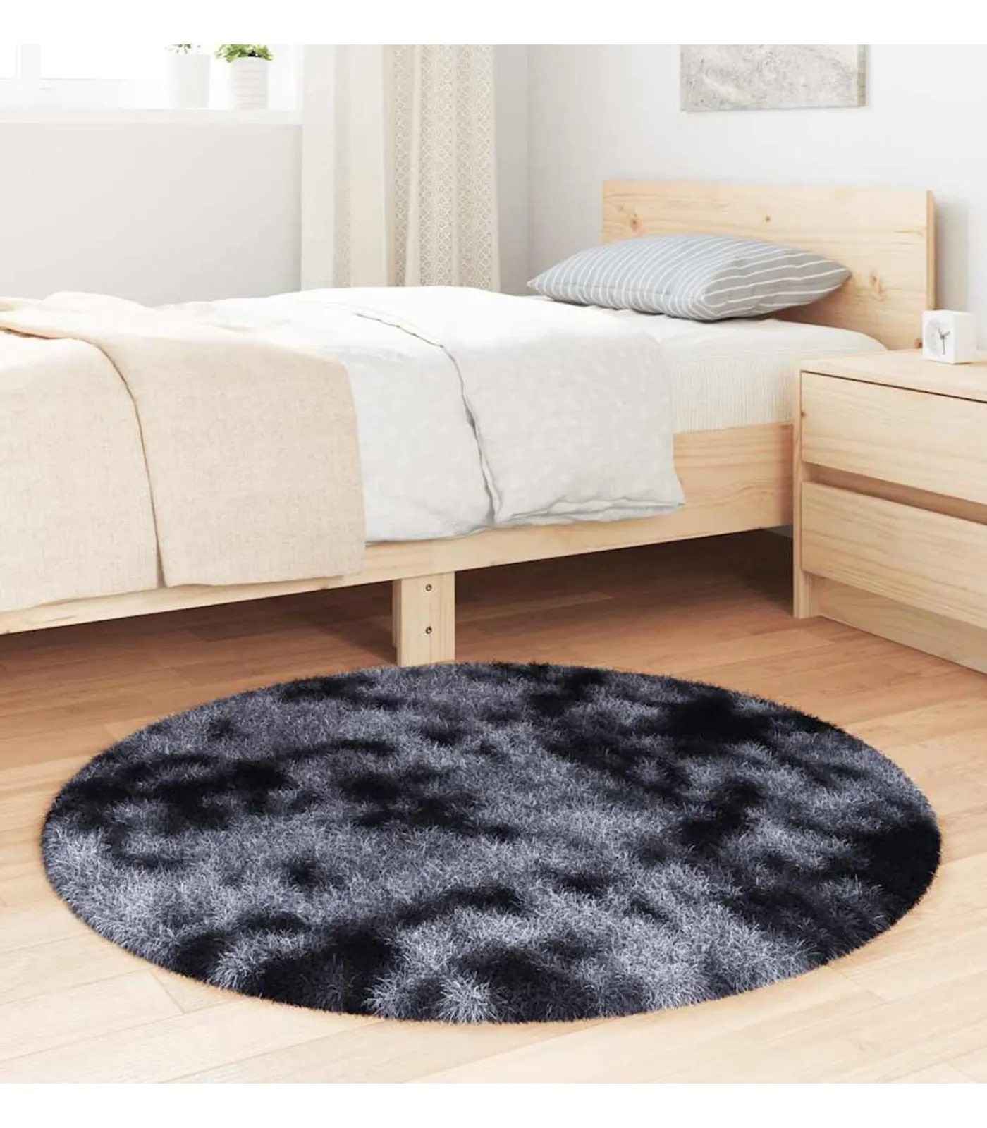 Best Hoogpolig vloerkleed NAVARRA 100x100 cm polyester donkergrijs Tapijten