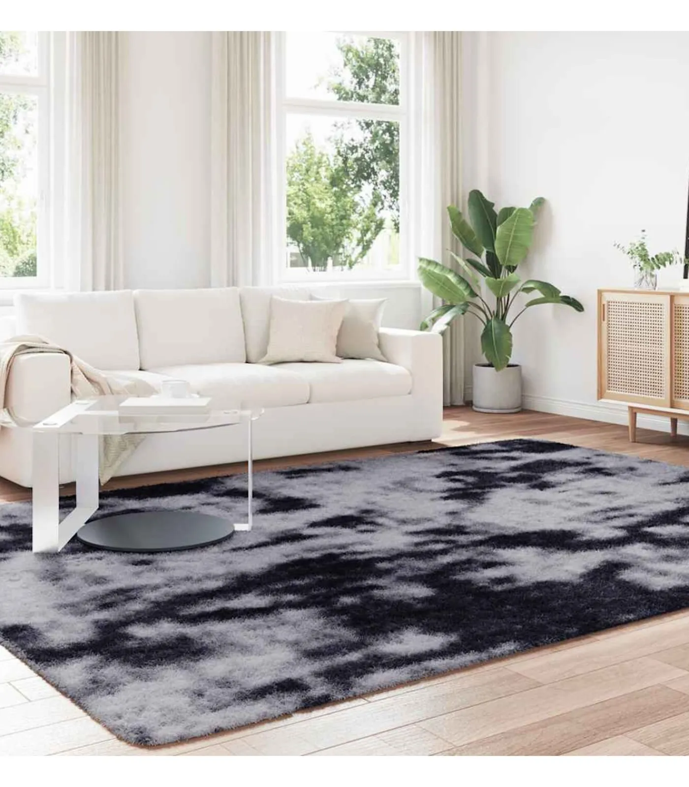 vidaXL Hoogpolig vloerkleed NAVARRA 240x340 cm polyester donkergrijs