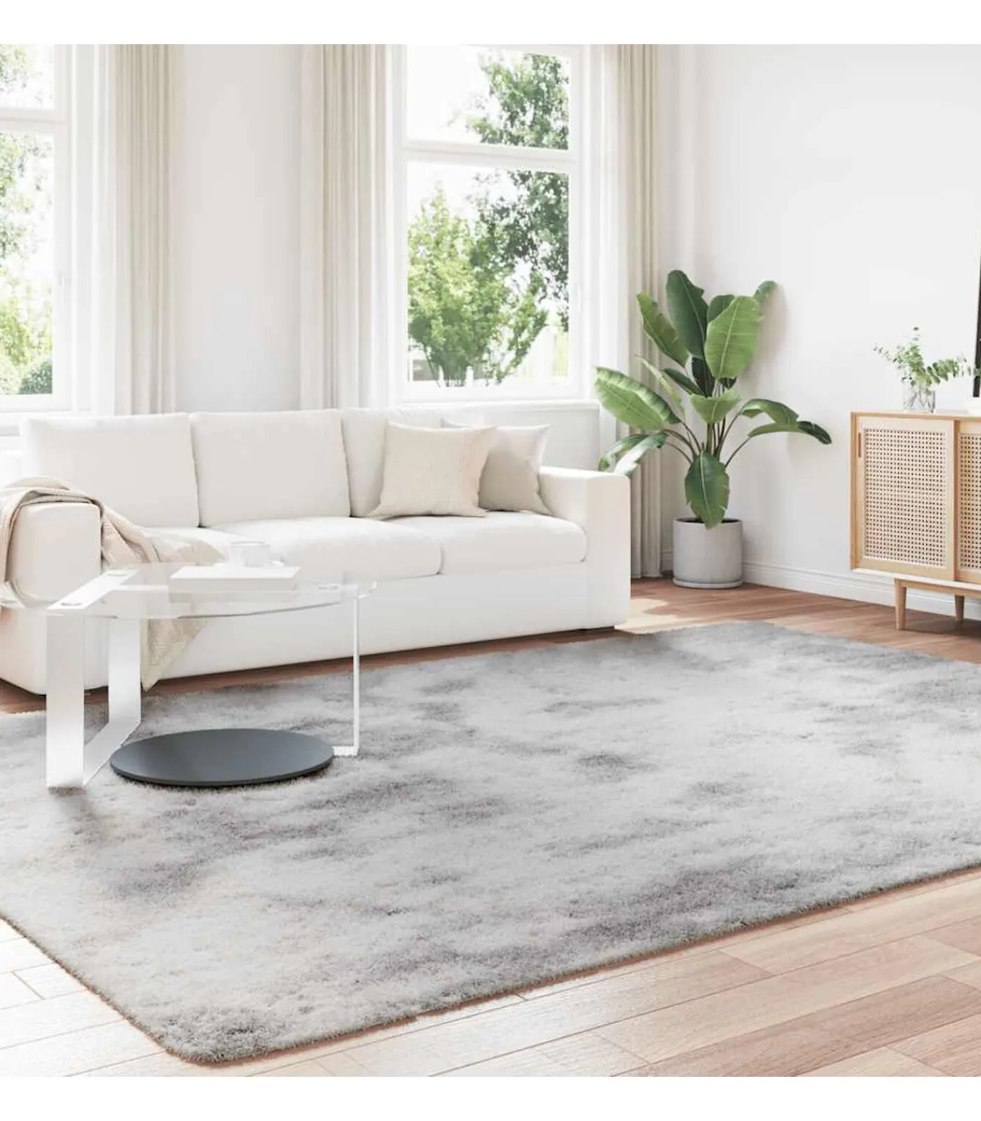 vidaXL Hoogpolig vloerkleed NAVARRA 240x340 cm polyester lichtgrijs