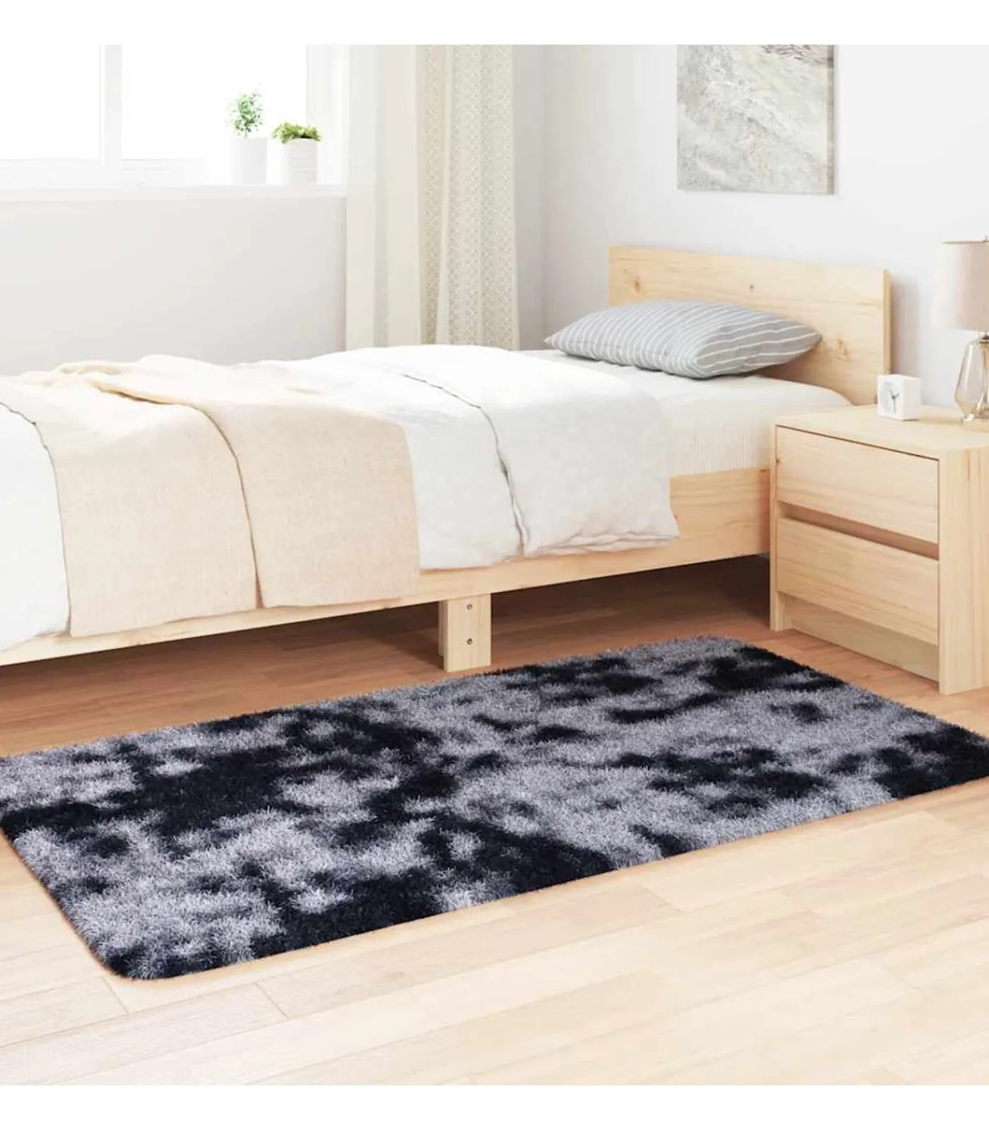 vidaXL Hoogpolig vloerkleed NAVARRA 80x150 cm polyester donkergrijs