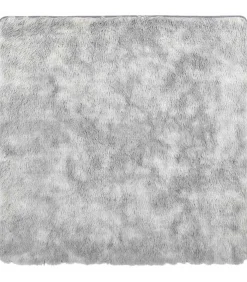 Hoogpolig vloerkleed NAVARRA 120x120 cm polyester zilvergrijs Tapijten