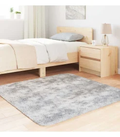 Hoogpolig vloerkleed NAVARRA 120x120 cm polyester zilvergrijs Tapijten