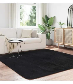 Hoogpolig vloerkleed NAVARRA 200x200 cm polyester zwart Tapijten