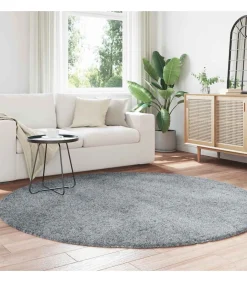 vidaXL Hoogpolig vloerkleed NAVARRA 200x200 cm polyester lichtgrijs