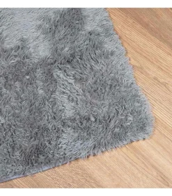 vidaXL Hoogpolig vloerkleed NAVARRA 160x160 cm polyester lichtgrijs