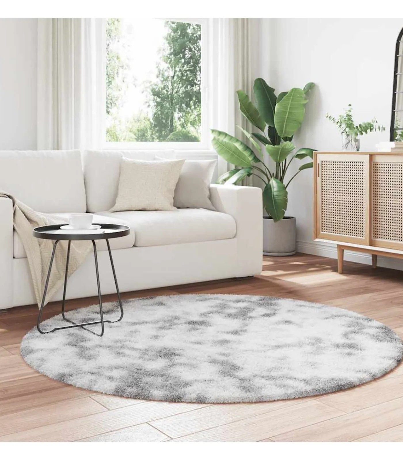 vidaXL Hoogpolig vloerkleed NAVARRA 160x160 cm polyester zilvergrijs