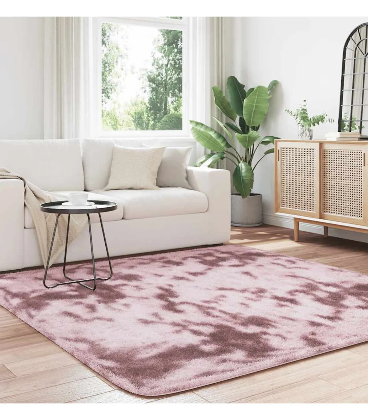 New Hoogpolig vloerkleed NAVARRA 200x200 cm polyester stoffig roze Tapijten