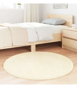 vidaXL Hoogpolig vloerkleed NAVARRA 100x100 cm polyester crèmekleurig