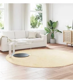 vidaXL Hoogpolig vloerkleed NAVARRA 240x240 cm polyester crèmekleurig