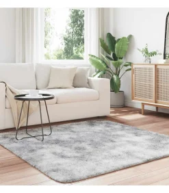 New Hoogpolig vloerkleed NAVARRA 160x160 cm polyester zilvergrijs Tapijten