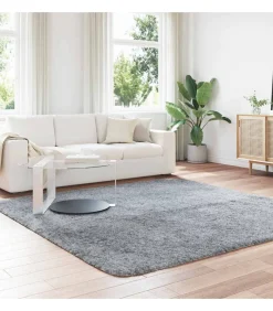 vidaXL Hoogpolig vloerkleed NAVARRA 240x240 cm polyester lichtgrijs