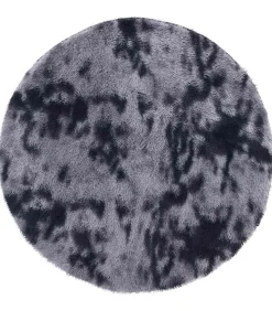 Online Hoogpolig vloerkleed NAVARRA 120x120 cm polyester donkergrijs Tapijten