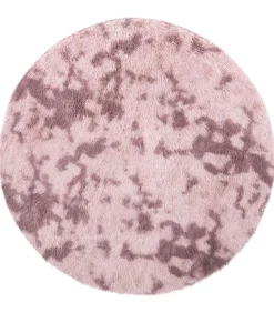 Outlet Hoogpolig vloerkleed NAVARRA 120x120 cm polyester stoffig roze Tapijten