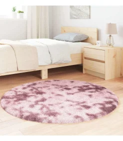 Outlet Hoogpolig vloerkleed NAVARRA 120x120 cm polyester stoffig roze Tapijten