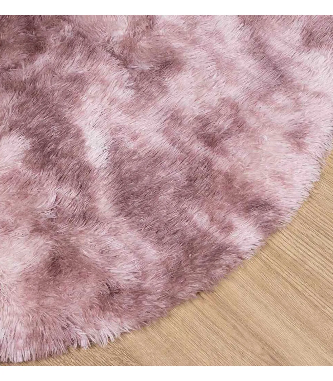 Outlet Hoogpolig vloerkleed NAVARRA 120x120 cm polyester stoffig roze Tapijten