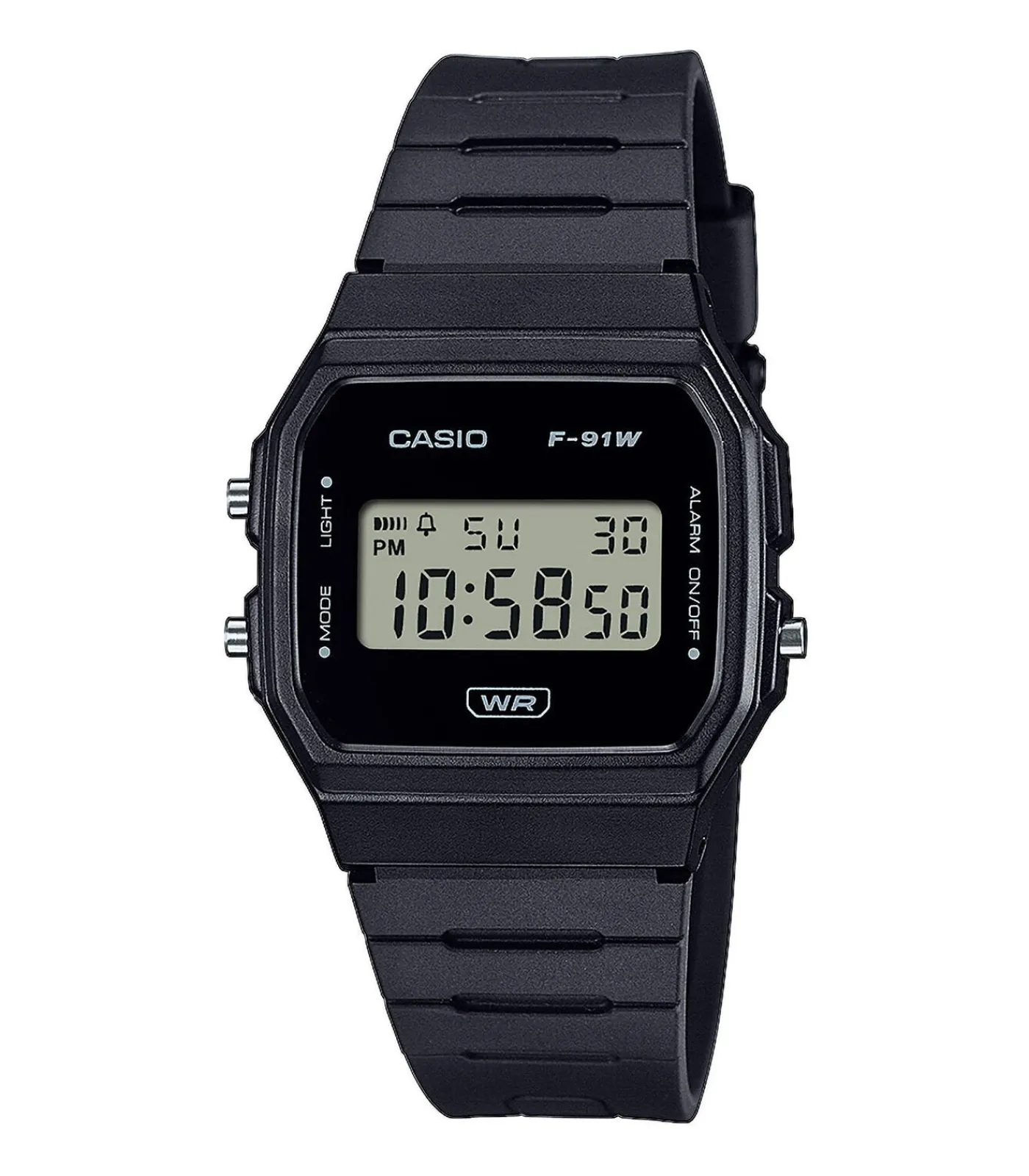 Heren CASIO Horloge rubber zwart met zwart kast F-91WB-1AEF