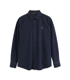Clearance Indigoblauw hemd van spijkerstof met slim fit en -logo Heren Hemden