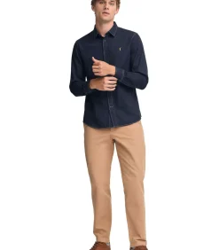 Clearance Indigoblauw hemd van spijkerstof met slim fit en -logo Heren Hemden