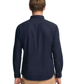 Clearance Indigoblauw hemd van spijkerstof met slim fit en -logo Heren Hemden