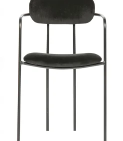 WOOOD Ivy Eetkamerstoelen - Fluweel - Zwart - Set van 6