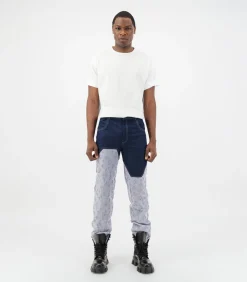 Clearance Jacquard tweekleurige denimbroek Heren Jeans