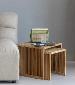 WOOOD Jasmijn Bijzettafels - Recycled Teak - Naturel - Set van 2