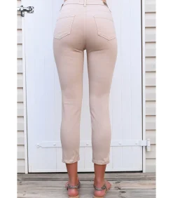 DAMES BLEU D'AZUR JAZZ - 7/8 KATOEN STRETCH ZANDKLEURIGE JEANS