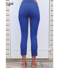 DAMES BLEU D'AZUR JAZZ - KLEIN BLAUW STRETCH KATOEN 7/8 JEANS