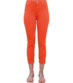 DAMES BLEU D'AZUR JAZZ - PIKANT ORANJE STRETCH KATOEN 7/8 JEANS