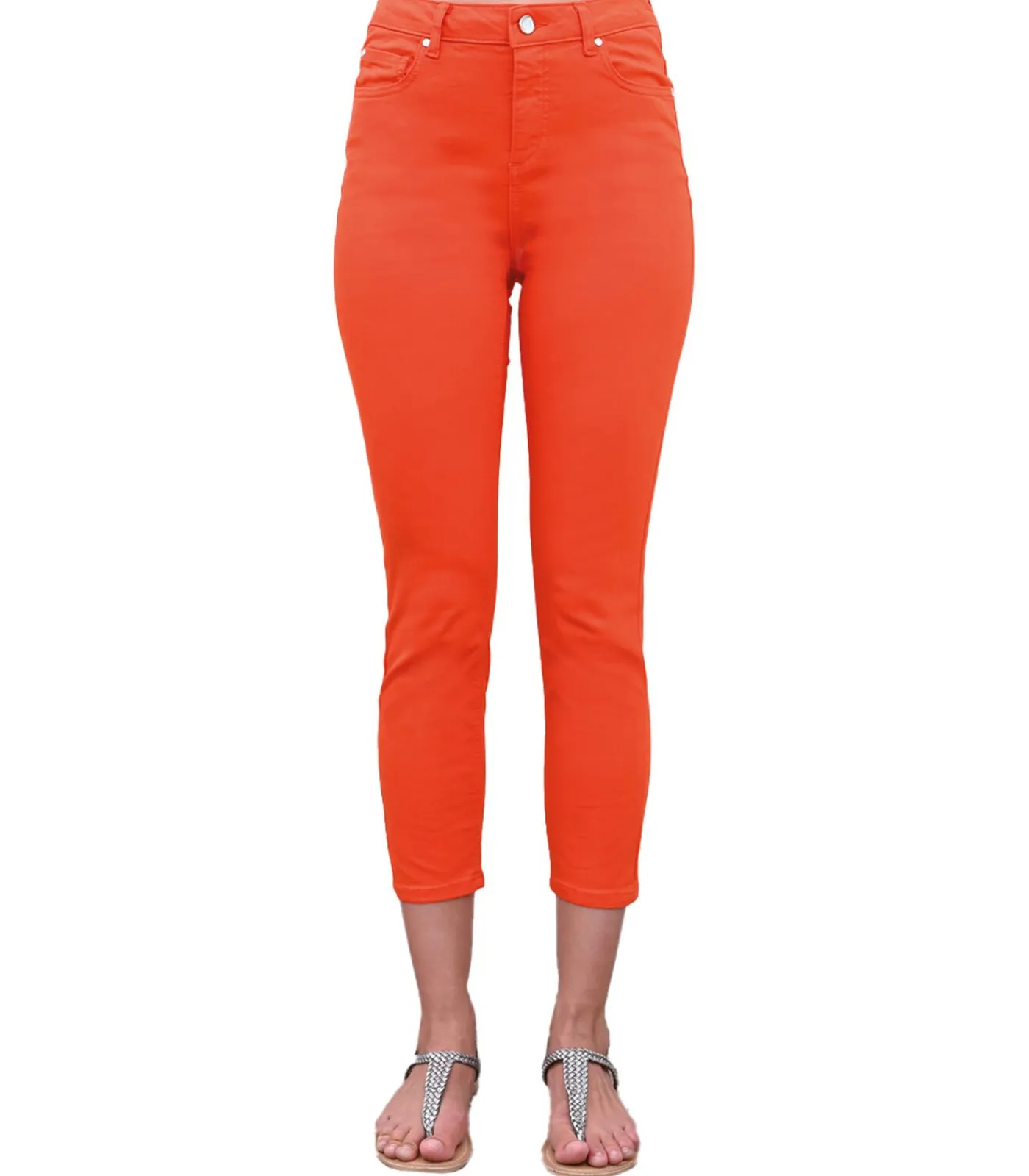 DAMES BLEU D'AZUR JAZZ - PIKANT ORANJE STRETCH KATOEN 7/8 JEANS